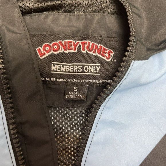 Members Only Looney Tunes Bugs Bunny Windbreaker Black Hoodie Jacket Mens Size S - Picture 3 of 8